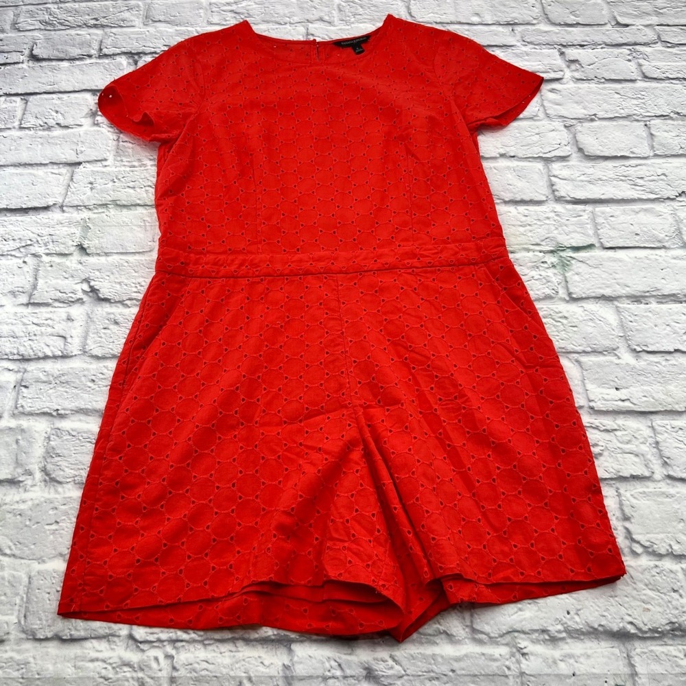 Banana Republic Womens Red Eyelet Lace Romper Short Sleeve Size 6 - Picture 2 of 10